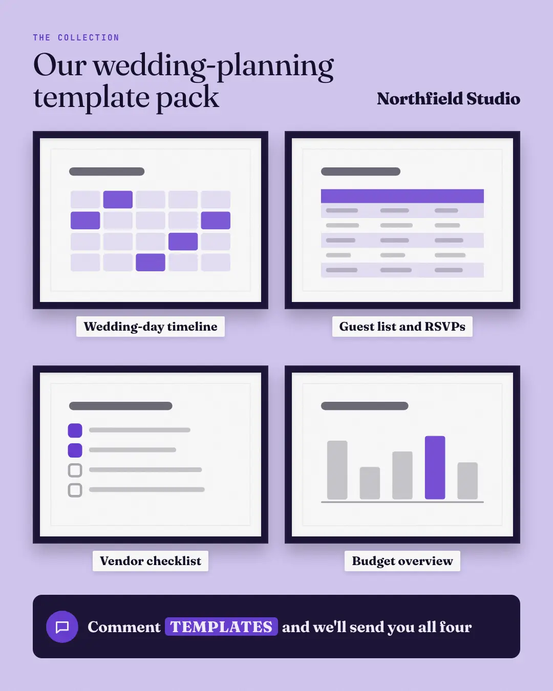 Sample Template gallery creative (Lead-magnet teasers template), shown on the fictional brand Northfield Studio