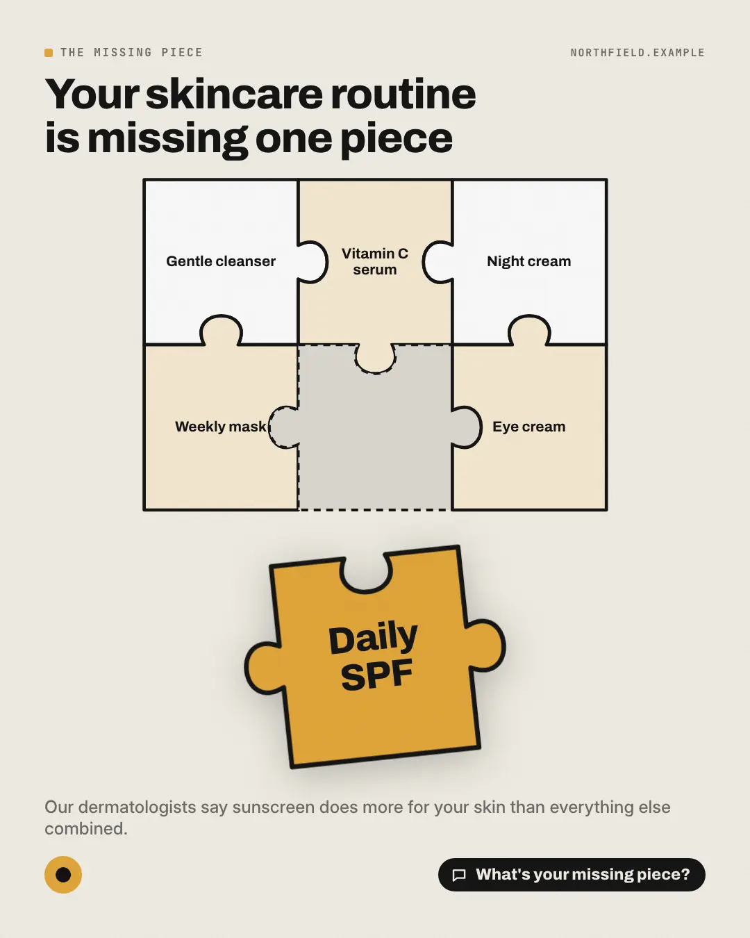 Sample Jigsaw puzzle creative (Tabletop & arcade template), shown on the fictional brand Northfield Studio