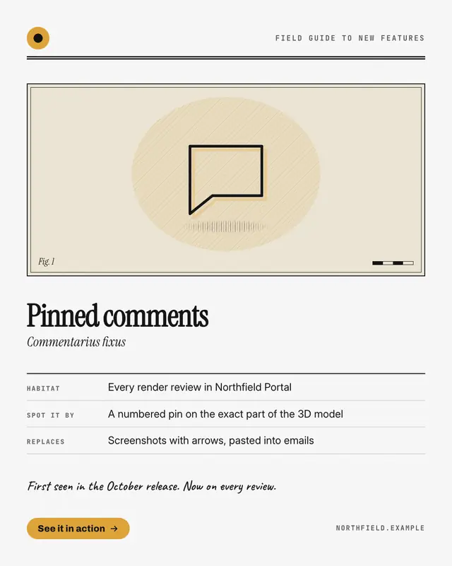 Specimen card — sample creative