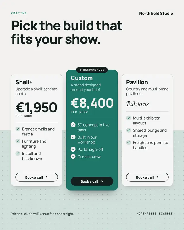 Pricing card — sample creative