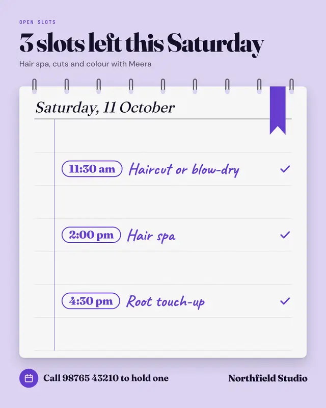 Open appointment slots — sample creative