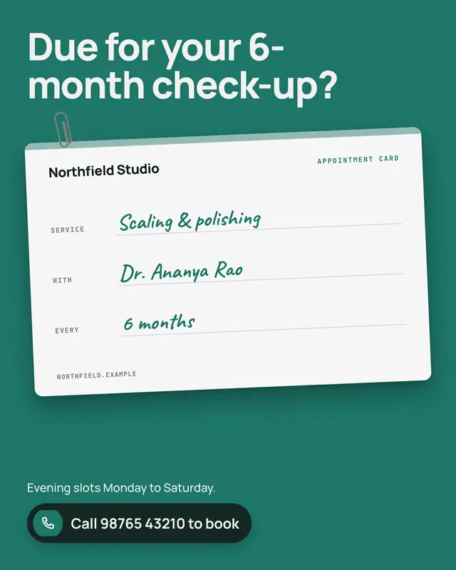 Appointment reminder card — sample creative