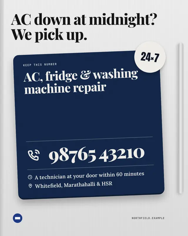 Emergency fridge magnet — sample creative