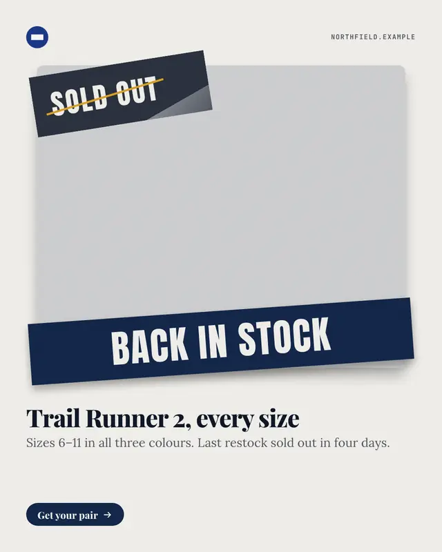 Back in stock — sample creative