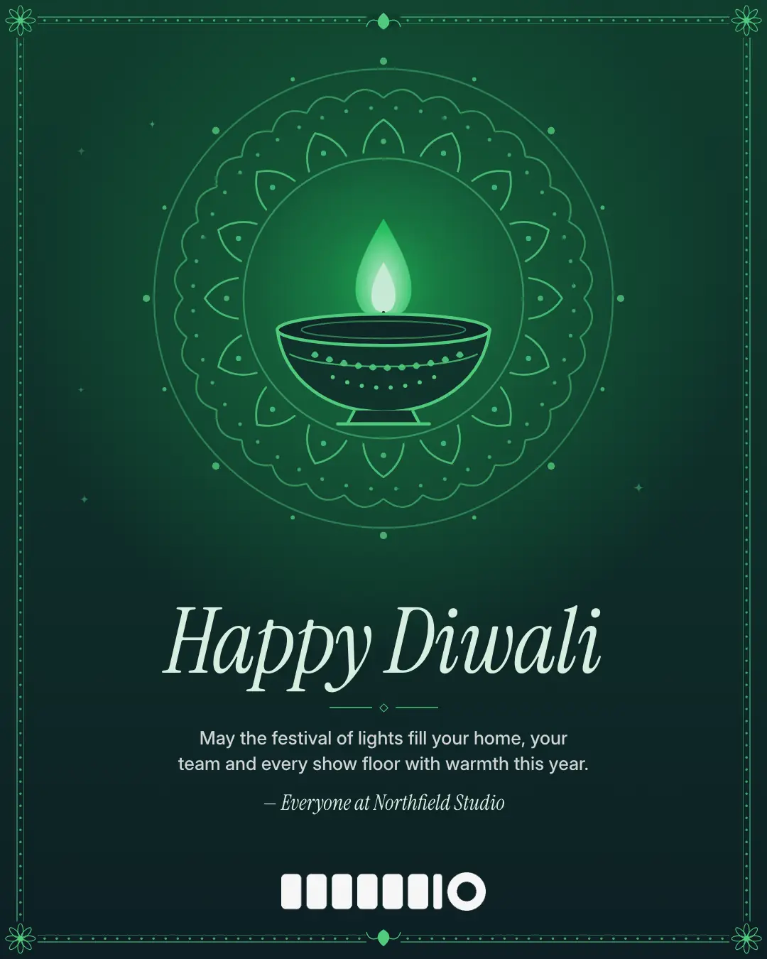 Sample Diwali greeting creative (Seasonal & events template), shown on the fictional brand Northfield Studio