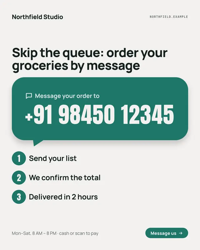Chat-bubble number — sample creative
