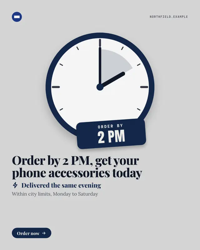 Same-day cutoff clock — sample creative