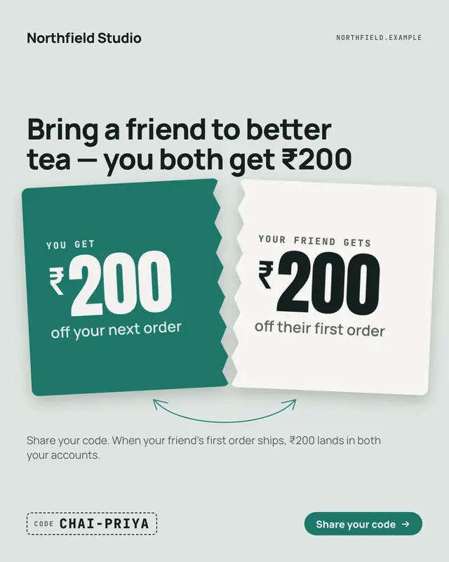 Refer a friend: give and get — sample creative