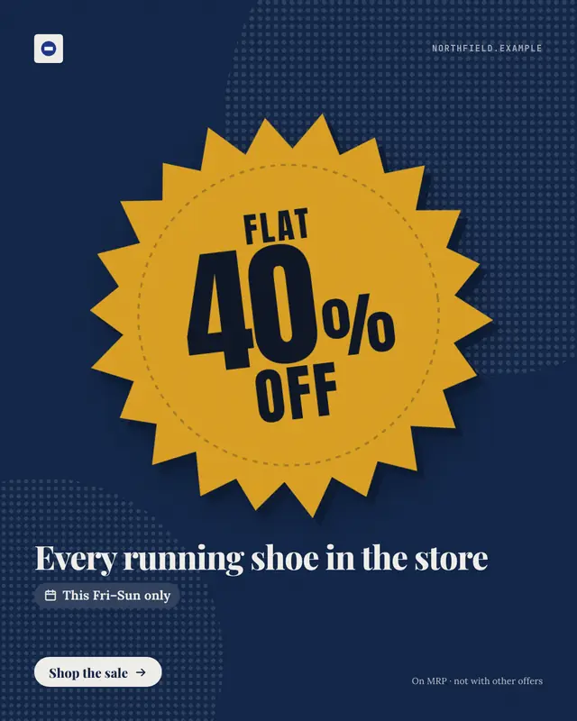 Discount burst sticker — sample creative