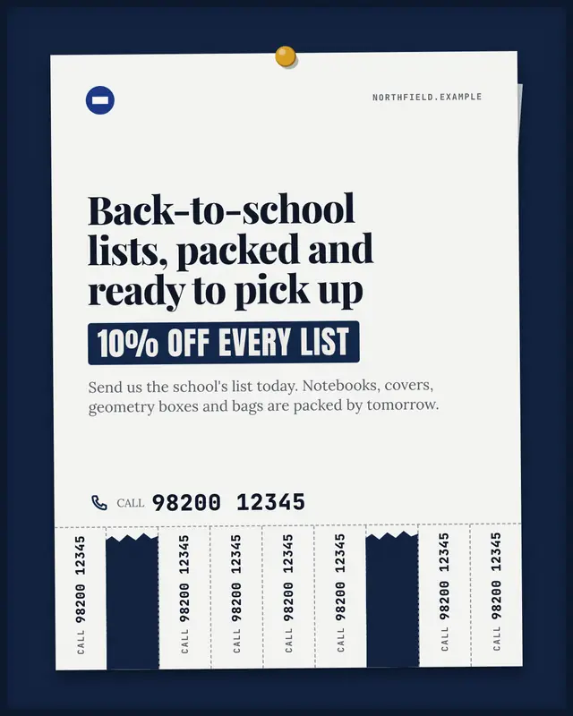 Tear-off flyer — sample creative