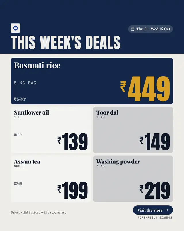 Supermarket weekly flyer — sample creative