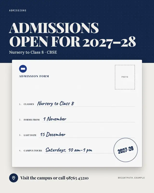 Admissions open — sample creative