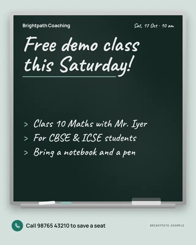 Chalkboard invite — sample creative