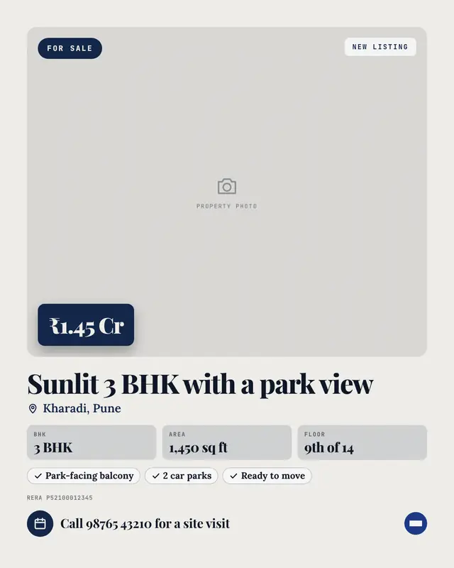 Property listing card — sample creative