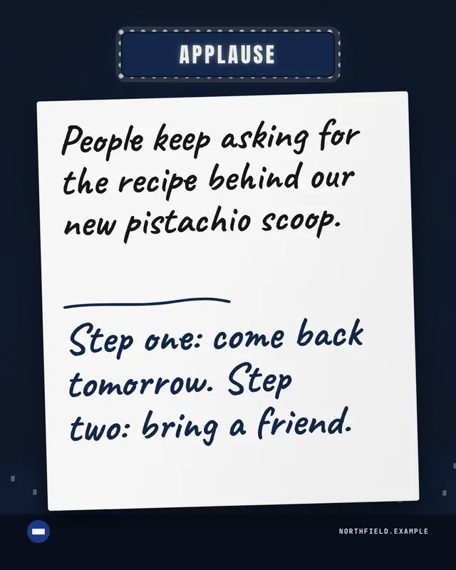 Applause cue card — sample creative
