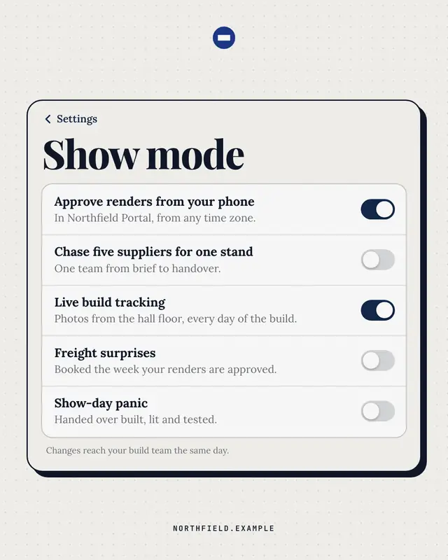 Settings toggles — sample creative