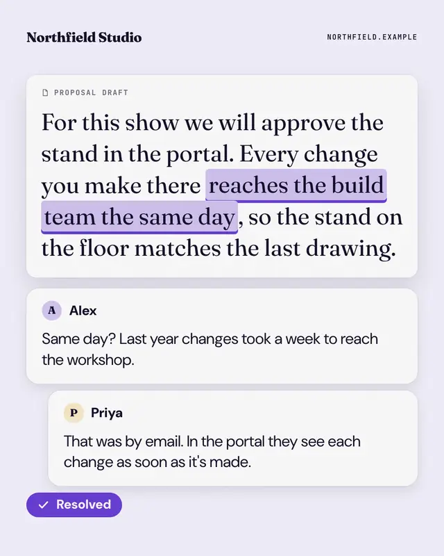 Shared doc, resolved — sample creative