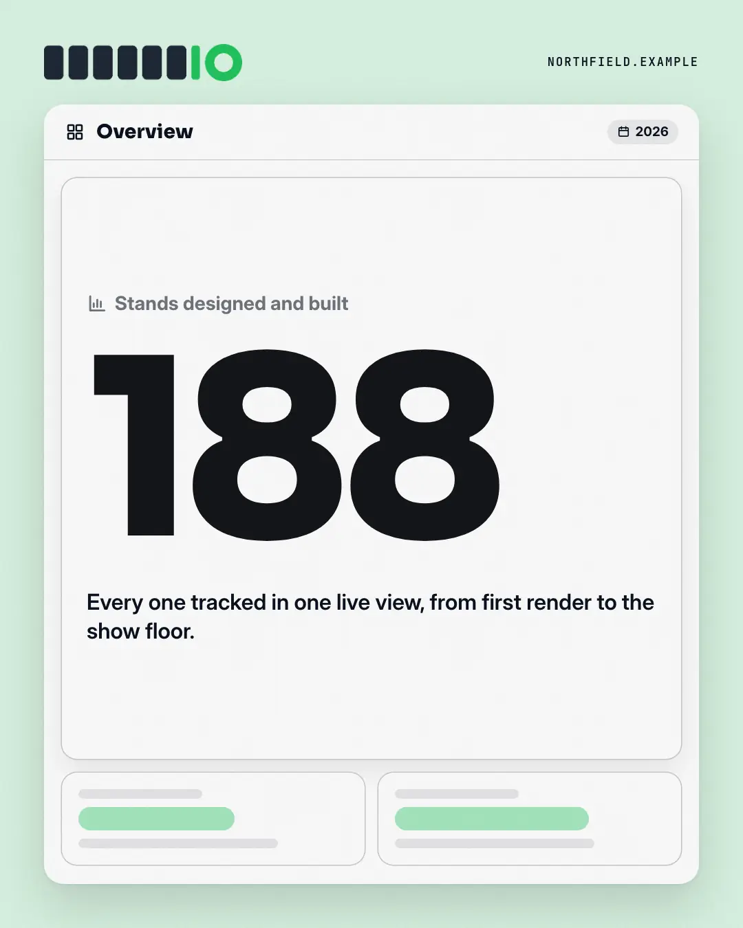 Sample Dashboard KPI tile creative (Work apps template), shown on the fictional brand Northfield Studio