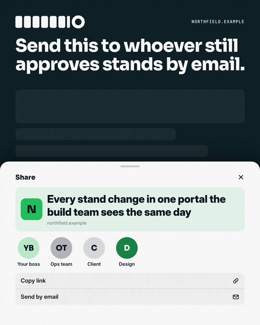 Sample Share sheet creative (Apps people check template), shown on the fictional brand Northfield Studio