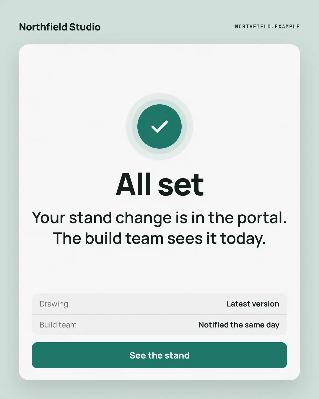 Sample All set creative (Apps people check template), shown on the fictional brand Northfield Studio